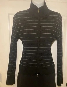 Suéter Essendi 70% Seda Negro Acanalado Cremallera Completa Talla Grande 2 Vías Cremallera - Imagen 1 de 6