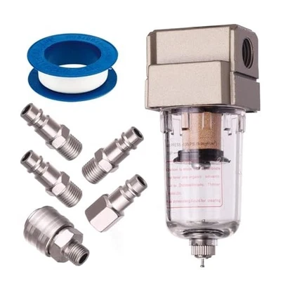 Compressed Air Filter Moisture Separator Kit with Three Connectors and Tape - Image 1 of 4