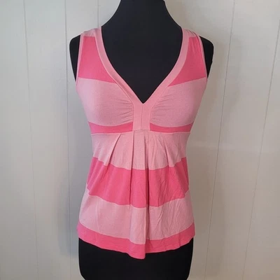 Top United Colors of Benetton Algodón Sin Mangas Cuello en V Rosa/Rayas, Talla XS NUEVO CON ETIQUETAS Foto 1 de 4