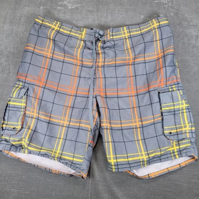 Pantalones cortos de natación Ocean Pacific Y2K para hombre a cuadros de carga talla 3XL gris amarillo Foto 1 de 4