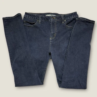 Pantalones de mezclilla Lands' End para mujer tiro medio curvilíneos ajustados azules elásticos talla 12 Foto 1 de 4