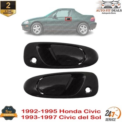 Juego de 2 manijas de puerta delanteras exteriores para Honda Civic 93-97 Civic del Sol 1992-95 Foto 1 de 4
