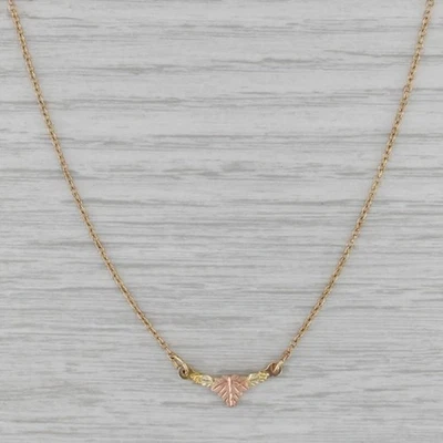 Landstroms Black Hills Gold Leaf Necklace 10k Yellow Rose Green Gold 15.75" - Image 1 of 4