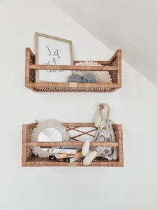 Wicker Wall Cabinet Rectangular Natural, Rattan Wall Shelf (1pc) - Picture 1 of 6