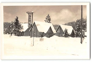 RPPC GATEWAY MOTEL Truckee, CA Winter Snow Tahoe 1930s Vintage Photo Postcard - Picture 1 of 2