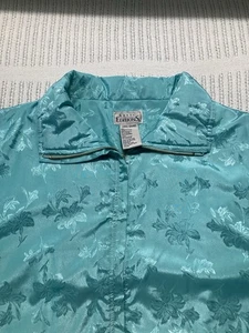 Basic Editions Womens Large Teal Satin Like Windbreaker Jacket - Picture 1 of 22