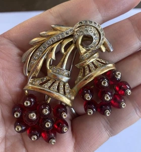 Raro Broche Ramo Vintage DEJA Originales Años 40 Clip de Piel Tono Dorado Hermoso - Imagen 1 de 9