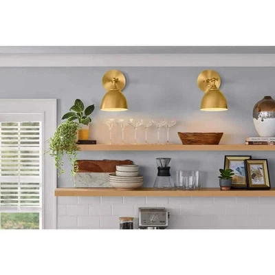 Home Decorators Collection Frolynn 1-Light Wall Sconce – Aged Brass Finish with - Image 1 of 4