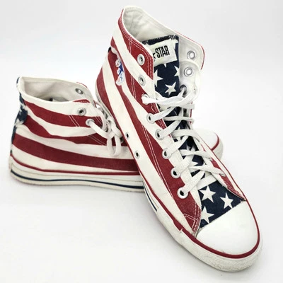 Vintage Made In USA American Flag Converse Sneakers Men's Size 10 Stars Stripes  - Image 1 of 4