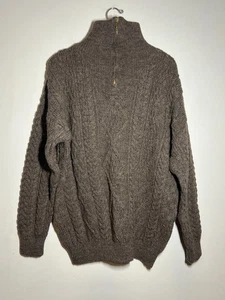 Kerry Traditions Ireland Maglione Pullover Uomo Marrone Maglia Cavo 1/4 Zip M - Foto 1 di 6