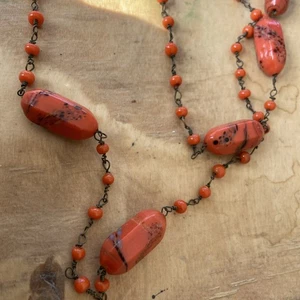 Cuentas de fin de día de murano vintage - naranja - hilo largo de vidrio - ¡Fabuloso! - Imagen 1 de 3
