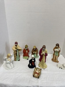 Vintage Artmark 1996 Porcelain 9 Pcs Christmas Nativity Figurine Set In Box - Picture 1 of 15