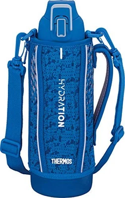 Botella de agua deportiva aislada al vacío, 1L, azul plateado, mantiene las bebidas frías solamente Foto 1 de 4