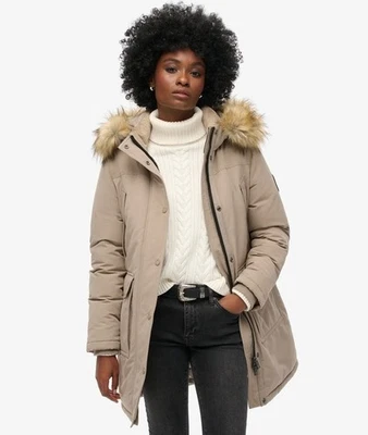 Superdry Womens Beige  Everest Faux Fur  Parka Coat rrp £145. - Image 1 of 4