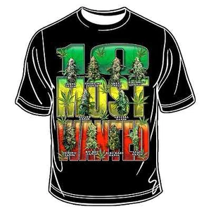 Ten Most Wanted T-Shirt Hippie Ganja Kush Marijuana Leaf Cannabis Jamaica Weed - Picture 1 of 3