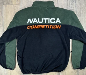 Chaqueta De Colección Nautica Competition Hecha en EE. UU. Vellón Media Cremallera Talla XL 90s Verde - Imagen 1 de 10
