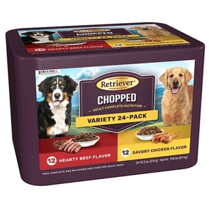 Retriever Adult Hearty Beef/Savory Chicken Flavor Chopped Wet Dog Food Variety - Picture 1 of 1
