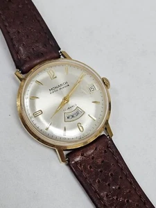 Vintage Monarch Fifth Avenue 17 Jewel Herren Armbanduhr Kalender Germany Selten - Bild 1 von 9