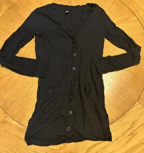 Mossimo Cardigan Sweater Womens Medium Black Button Up Rayon Linen Light Weight - Picture 1 of 6