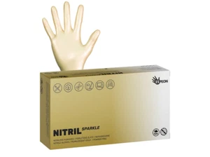 Guantes Nitrilo NITRILO SPARKLE 100 Piezas, Sin Polvo, Oro Perlado S 4,0g - Imagen 1 de 6