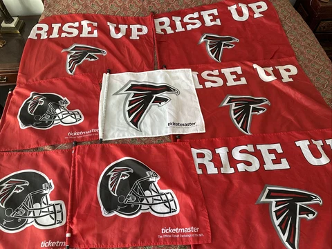 8x Vintage Atlanta Falcons NFL Game Day Giveaway Flag Georgia Dome SGA Lot Cover