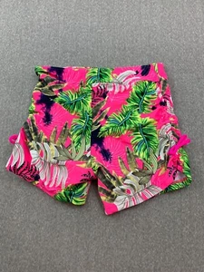 Bright Tropical Girls Swimsuit Shorts size 11-12Y Pink Side Tie Super Cute Silky - Picture 1 of 12