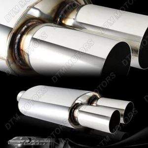 Silenciador de soldadura de 3"" doble punta plana T-304 acero inoxidable 3"" entrada carreras escape - Imagen 1 de 6