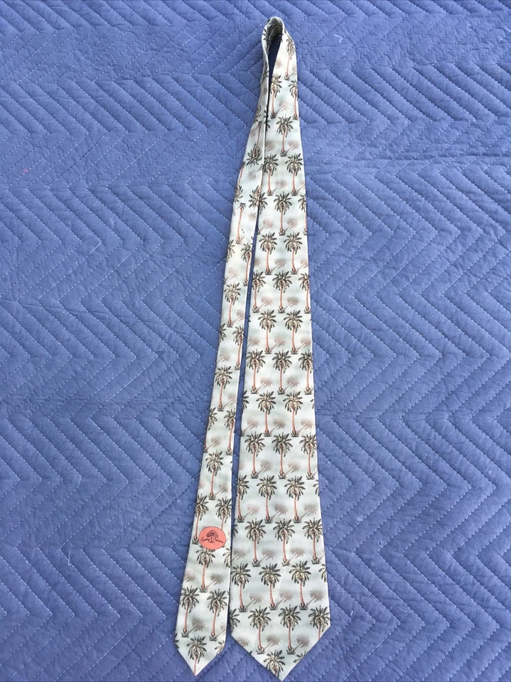 Tommy Bahama Corbata Cuello Para Hombre Seda Tropical 4" x 60" Palmeras Dorado Alta Gama Trabajo Foto 1 de 4