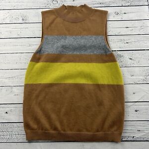 Anthropologie Striped Sweater Vest Women's Medium Brown Gray Yellow