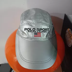 Polo Sport Ralph Lauren Edición Limitada Plateado Cromo Largo Bill Cap Raro 1992 92 - Imagen 1 de 4