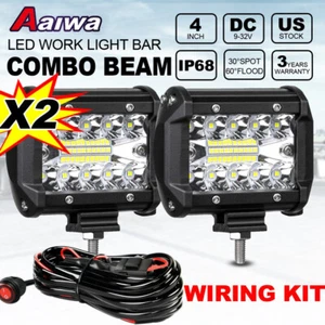 2x 4inch LED Work Lights Cube Pods Offroad Driving 4WD 4X4 Truck ATV 4''+ Wiring - Picture 1 of 20