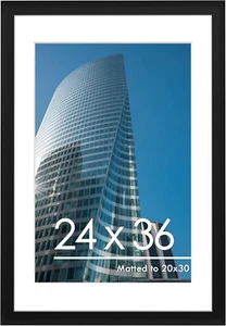 24x36 Poster Frame, Display Pictures 20 x 30 with Mat or 24 x 36 Without Mat,... - Picture 1 of 7