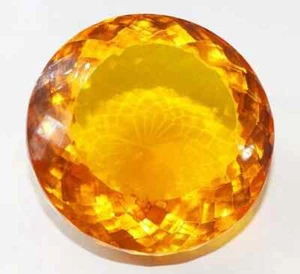 Natural Citrine 390 Ct Brazilian Yellow Round Cut Certified Loose Gemstone - Picture 1 of 6