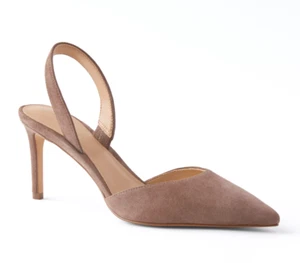 NEW ANN TAYLOR SUEDE STRAIGHT HEEL SLINGBACK PUMPS HIGH HEELS SZ 10 - Picture 1 of 4