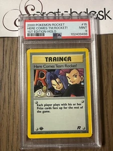 PSA 9 - Pokemon HERE COMES TEAM ROCKET! 15/82 - TEAM ROCKET Trainer 1st Edition - Picture 1 of 2