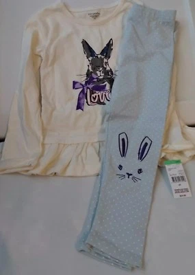 Niñas 4T Leggings Y Túnica Conjunto Nuevo Sears Piel Dura Conejo Amor Pascua Foto 1 de 4