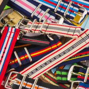 2 Piece Classic Ballistic STRIPED 2 Nylon Replacement Watch Strap Band - Picture 1 of 28