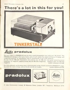 1964 Leitz Wetzlar Pradolux Diaprojektor ganzseitig s/w Werbung - Bild 1 von 1