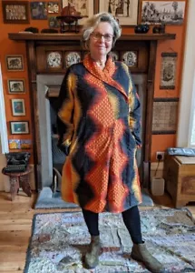 Nila Rubia recycled sari reversible cotton Anju kantha stitched coat M - Picture 1 of 4