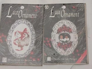 Designs for the Needle - 2 Christmas Lace Tree Ornaments - photo - Cat & Bow - Picture 1 of 2