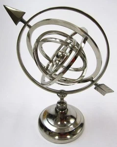 11.25" ARMILLARY SPHERE SILVER - ASTRO GLOBE - ARMILLARY - CELESTIAL - NAUTICAL - Picture 1 of 3