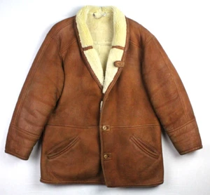 Vintage Shearling Originale Button Front Suede Leather Coat Mens 52 Medium - Picture 1 of 11