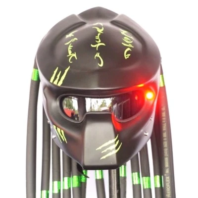 New Predator Custom Made Helmet Motorcycle Matte Black Green Novelty Moto Rare - Image 1 of 4