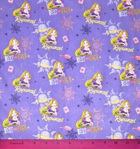 Tangled Rapunzel Fabric - HALF YARD 100% Cotton Quilting Disney Princess Purple - Picture 1 of 1