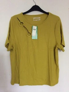 ANTHROPOLOGIE Rib Ring Detail Lime Top UK L 14 16 - Picture 1 of 8