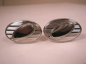 Engrave Ready Silver Tone Quality Vintage SHIELDS Cuff Links simple plain - Picture 1 of 8