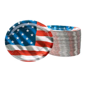 Bulk 200 Pc. Patriotic Party Paper Banquet Plates - Picture 1 of 1