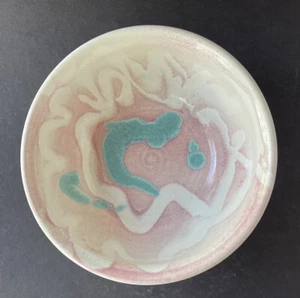 Cerámica Original JK Dryden - Cuenco Arte Decoración Coleccionable - Turquesa y Rosa - Imagen 1 de 12