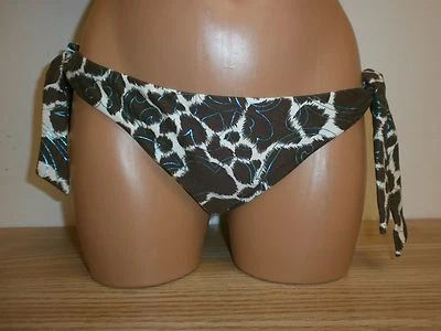 Sauvage Luxe Brown and Metallic Blue Side Tie Bikini Bottom Small Item #924L - Image 1 of 3