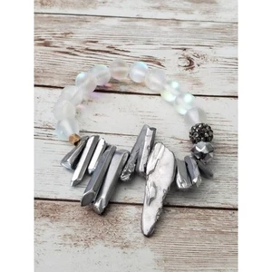 Bracciale/Bracciale Vintage - Elastico con Rocce in Argento? - Foto 1 di 5